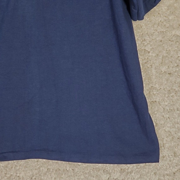 L.L. Bean Men Large Knit Pullover Shirt Blue Short Sleeve Made in USA Minimalist - Picture 2 of 9